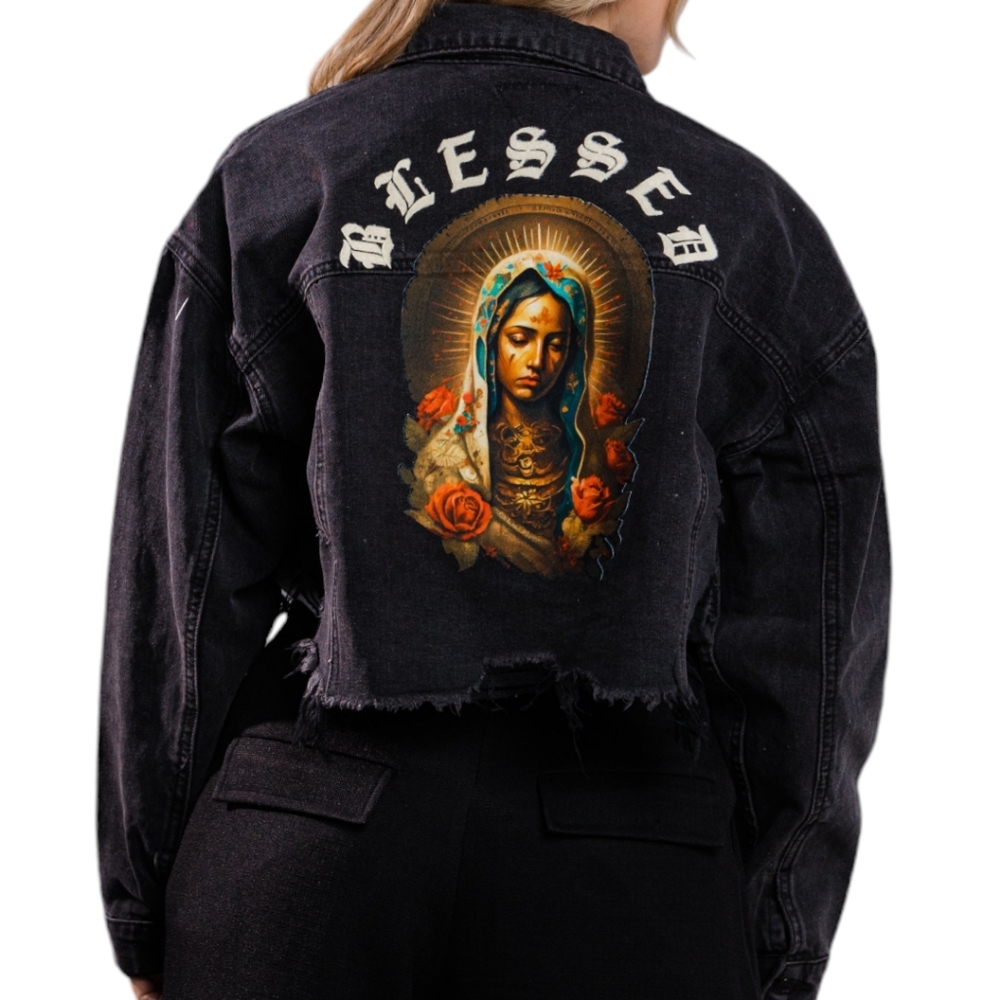 Trio Urban Cropped Denim Jackets - Blessed